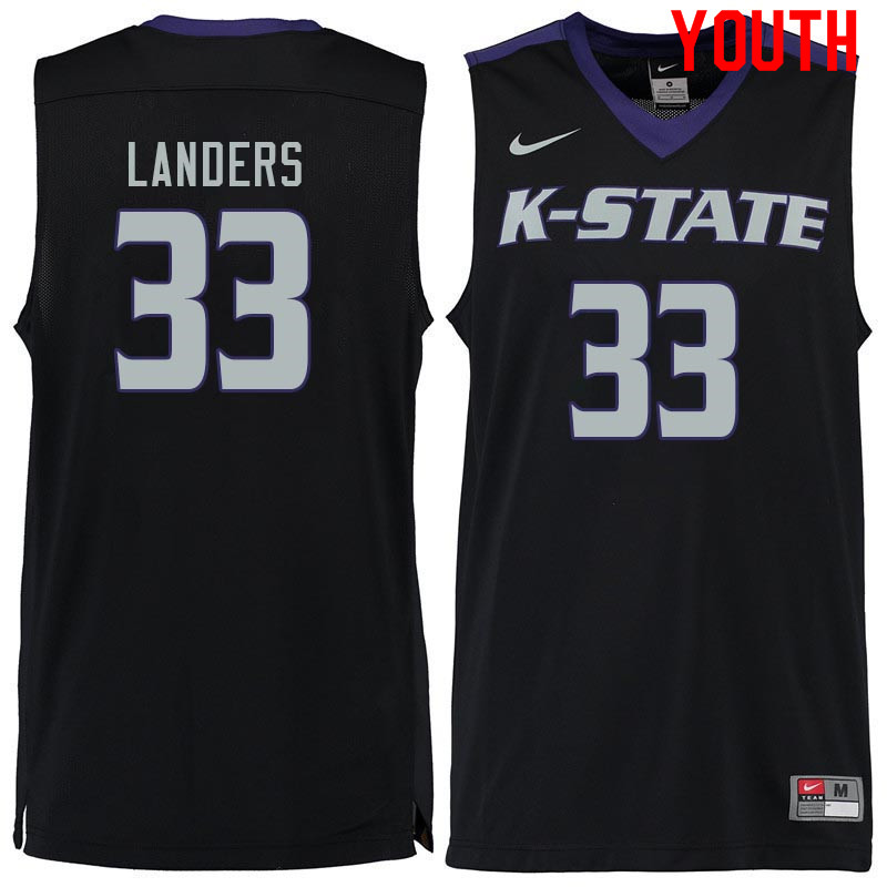 Youth #33 Logan Landers Kansas State Wildcats College Basketball Jerseys Sale-Black